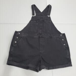 Old Navy Overalls Womens 2X Gray Slouchy Shortie Denim Shortalls Pockets Casual
